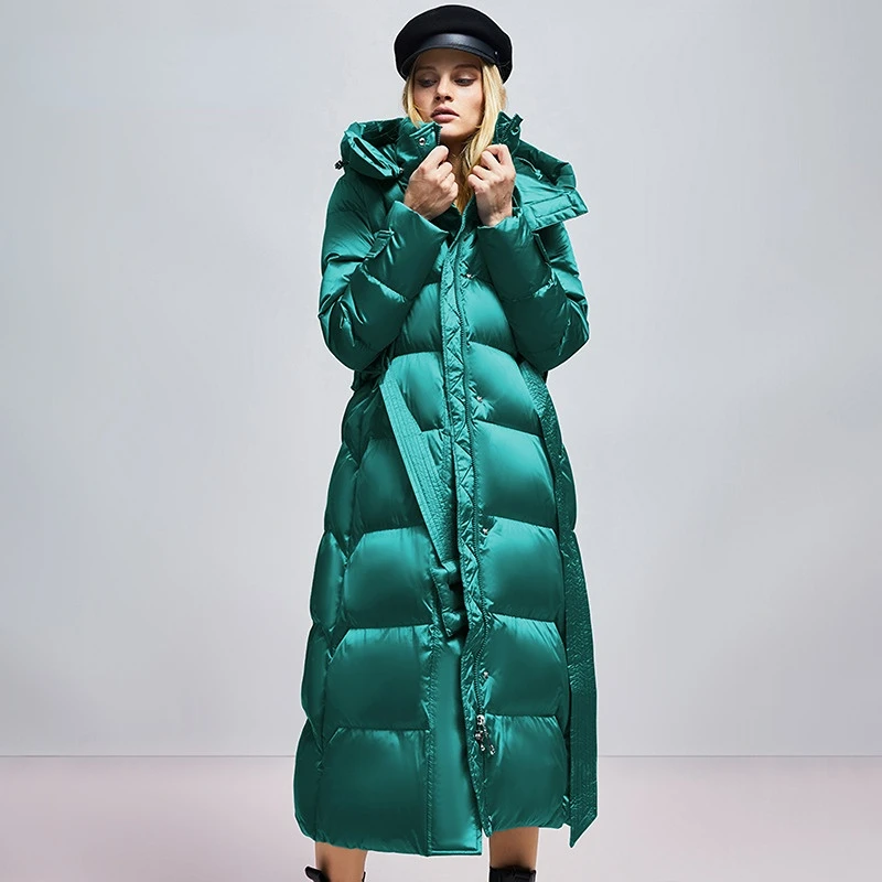 Temperament waist down jacket for women 2022 winter new fashion and versatile long coat for women down jacket