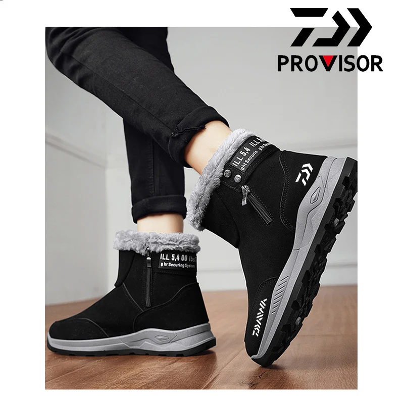 Купи New Winter Daiwa Men's Casual Travel Fishing Boots Outdoor Non-slip Breathable High-top Boots Plus Velvet Warm Hiking Snow Shoes за 1,831 рублей в магазине AliExpress