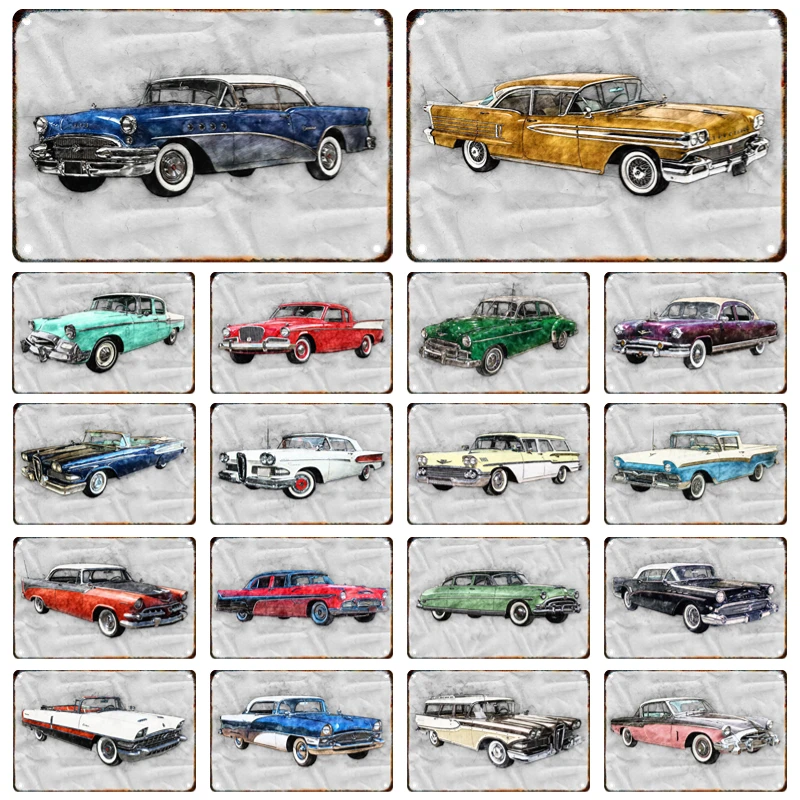 

Classic 80s Car Metal Poster Signage Tin Painting Vintage Car Plaque Home Garage Club Man Cave Wall Art Decor Panel Mural Gift