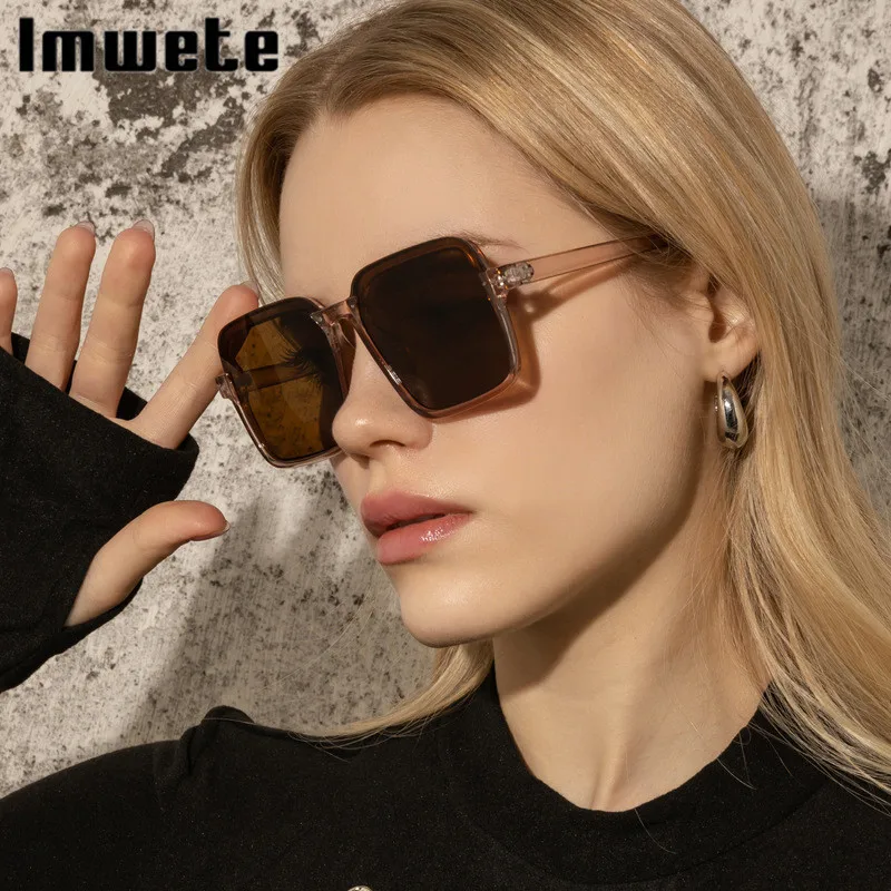 

Imwete New Sqaure Women Sunglasses Vintage Oversized Eyewear UV400 Fashion Outdoors Shades for Lady Sexy Female Goggles