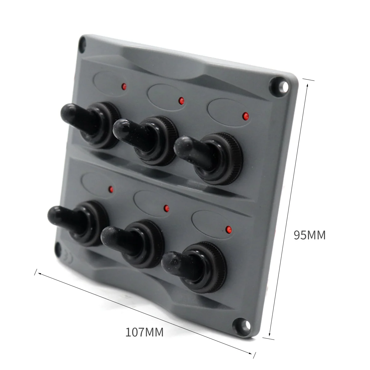 

12V/24V IP66 Waterproof 6 Gang LED Indicator Toggle Switch Panel for Car RV Yacht Truck Bus (Dark Grey) Accessories