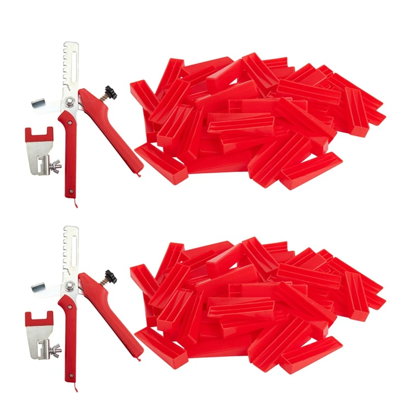 

2X Accurate Tile Leveling System 200 Clips + 200 Wedges+ 2 Tile Pliers Floor Wall Flat Leveler Plastic Spacers Tool Retail