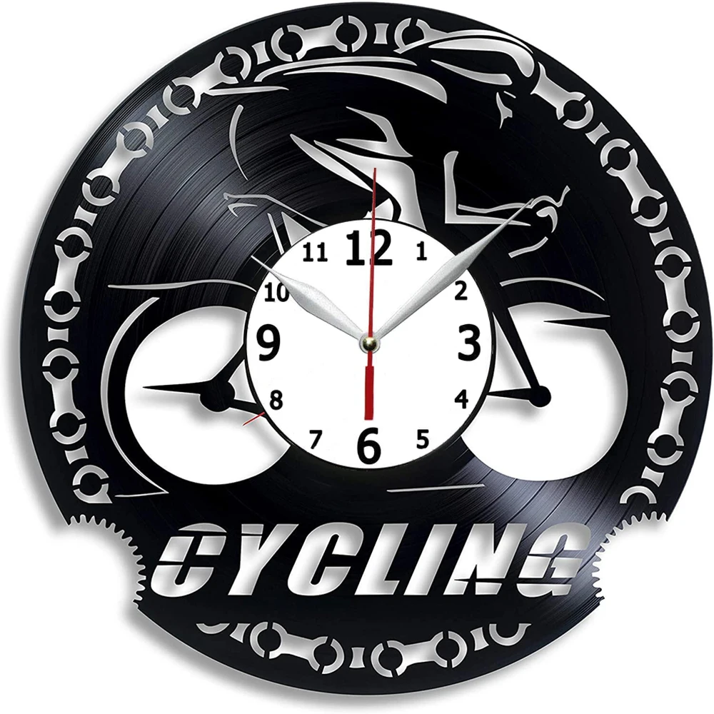 

12-дюймовые велосипедные часы с виниловой пластиной, настенные часы для езды на велосипеде