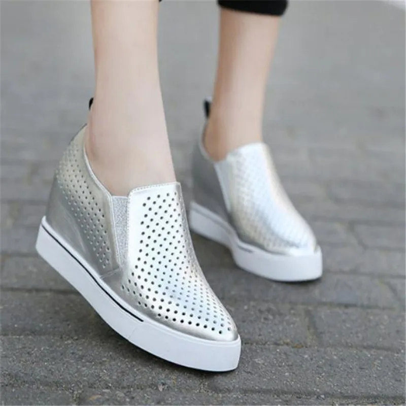 

Кроссовки женские кожаные на платформе, Элегантная Модная удобная обувь с прострочкой, большие размеры 33-41