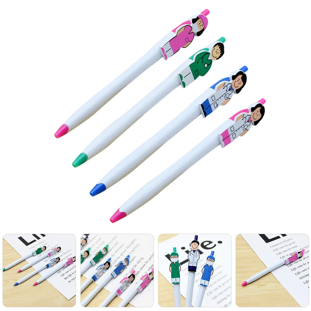 

4 Pcs Press Type Ballpoint Pen Ink Pens Colored Portable Writing Multifunction Nurse Elements