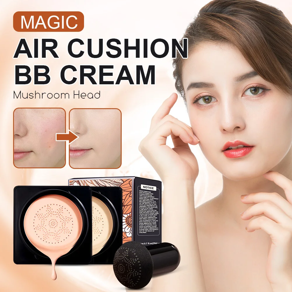 

Air Cushion Concealer BB Cream Waterproof Foundation Mushroom Head BB Cream Conceal Pores Even Skin Tone Whitening Base Makeup