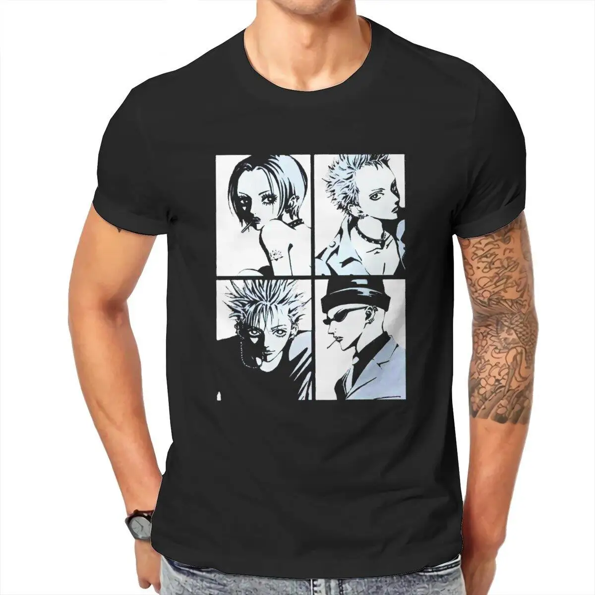 BLAST Nana White Manga  Men's T Shirt  Cool Tee Shirt Short Sleeve O Neck T-Shirts Pure Cotton Gift Idea Tops