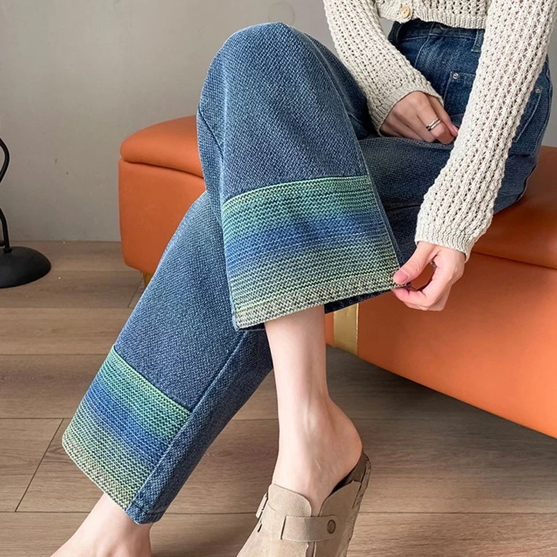 Утепленные джинсы-шаровары с плюшевой бархатной подкладкой зимние джинсы до