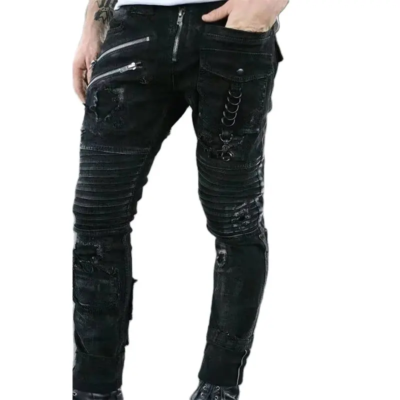 Men's Summer Jeans Everyday Casual Sports Fashion Ripped Pants High Quality Trousers Autumn Classic Blue Black Clothing ジーンズ