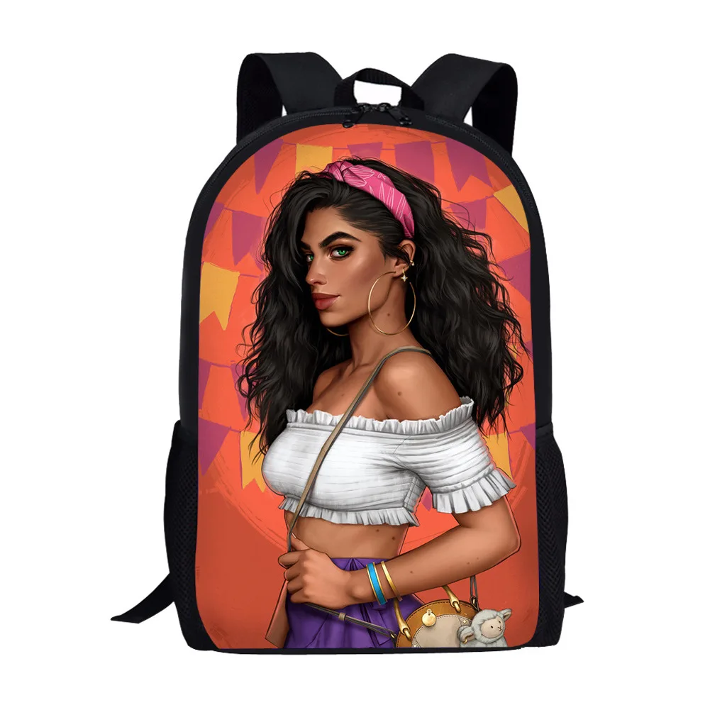 

Primary and Middle School Students African Girl Full Print Large Capacity Zipper Backpack Children's Outdoor Travel Sports Bag