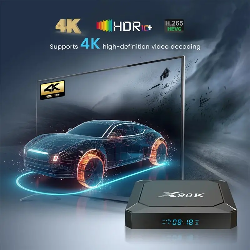 Фото ТВ-приставка X98K с Wi-Fi 6, Bluetooth 5.0, поддержкой AV1, Wi-Fi 2.4G и 5G, 4K HD, смарт-медиаплеер, с европейской вилкой №2