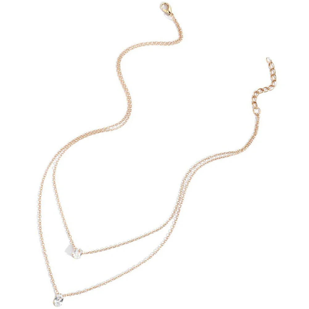 

Necklace Zirconlayeredjewelry Chain Neck Pendant Charm Crystal Girls Clavicle Cubic Zirconia Teardrop Accessory Fashion Simple