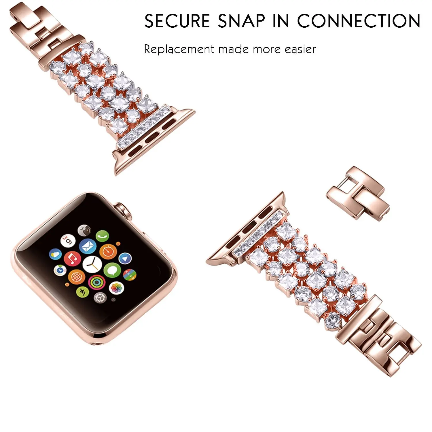 Women Diamond Strap for Apple Watch SE 7 6 5 41mm 45mm 40/44mm Luxury Replacement Bracelet for iWatch Band 38mm 42mm Series 3 2