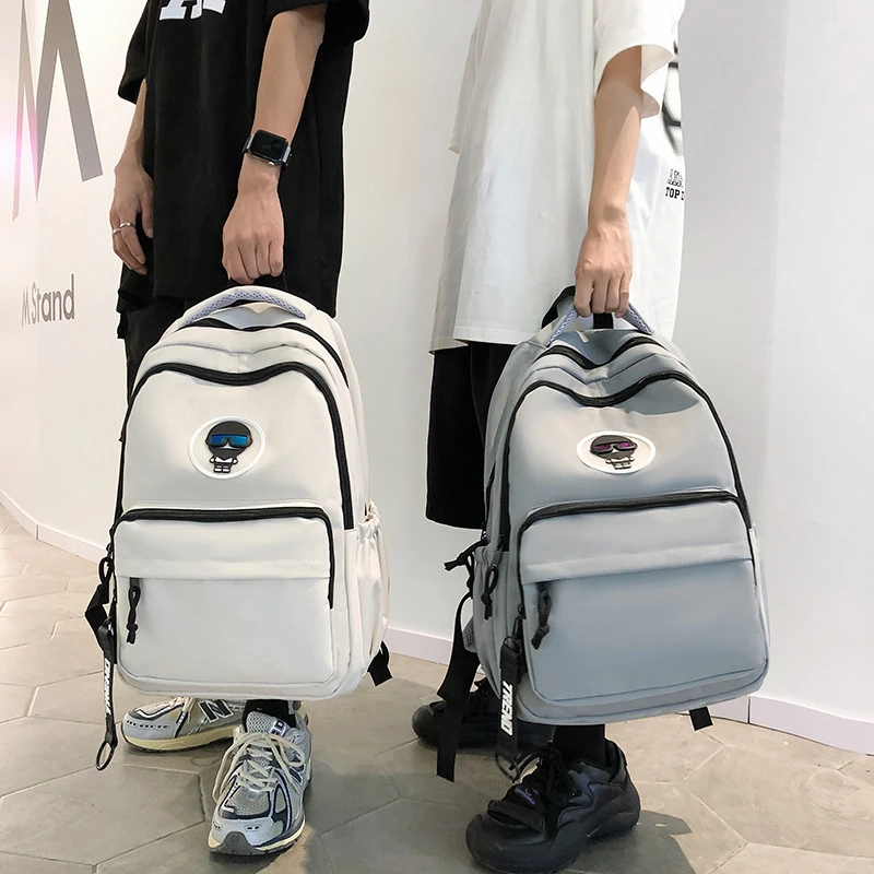 Middle School Backpack Simple Solid Color Computer Bag for Boys and Girls High Appearance Level Load Reduction Backpack