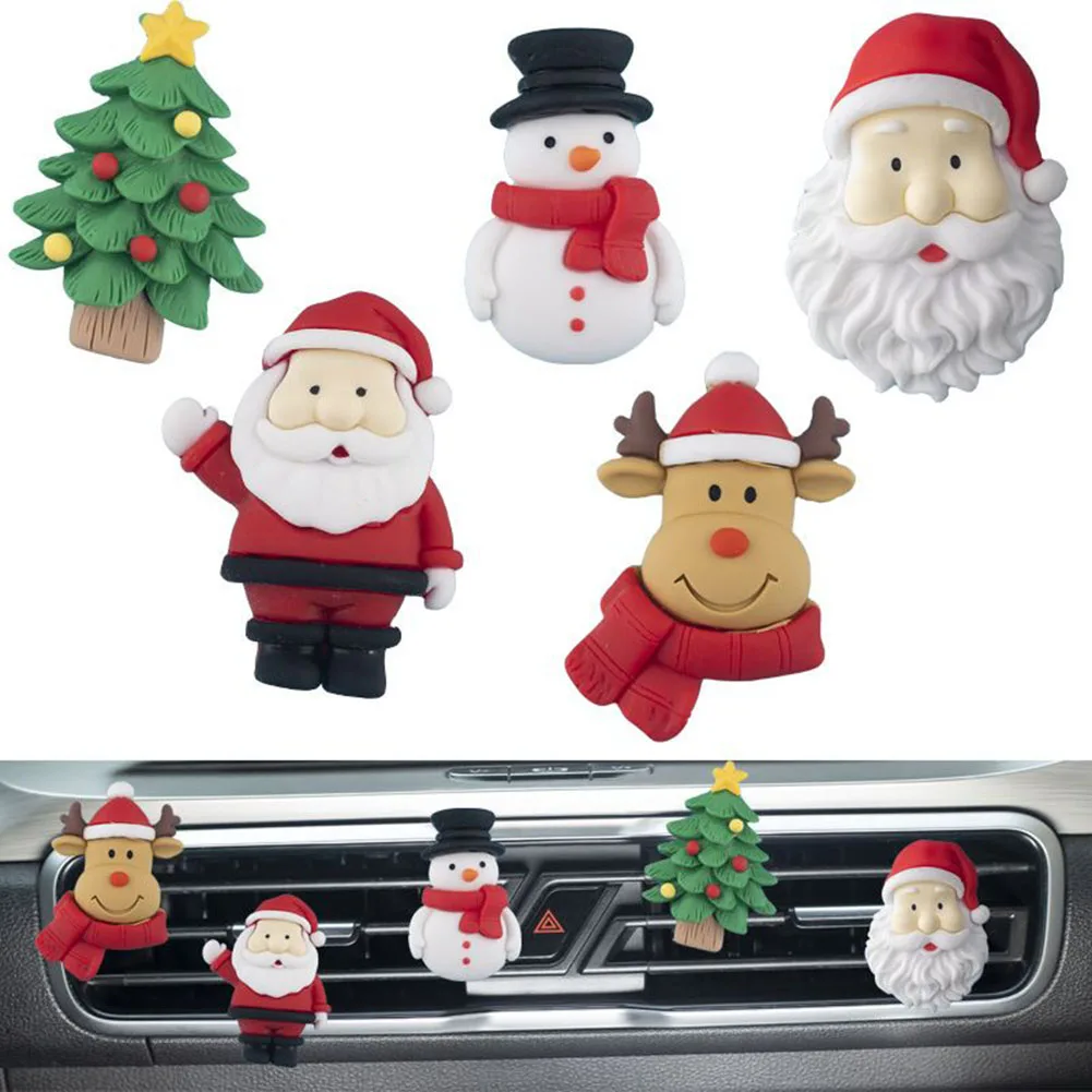 

Christmas Car Fragrance Air Freshener Santa Snowman Car Air Vent Clips Decor Car Air Conditioning Outlet Clip