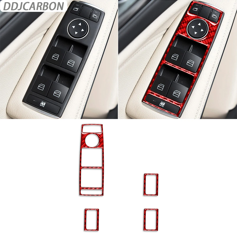 

Red Carbon Fiber Lift Switch Control Button Trim Cover Car Interior Accessoriers Sticker For Benz CLA C117 14-18 GLA X156 15-19