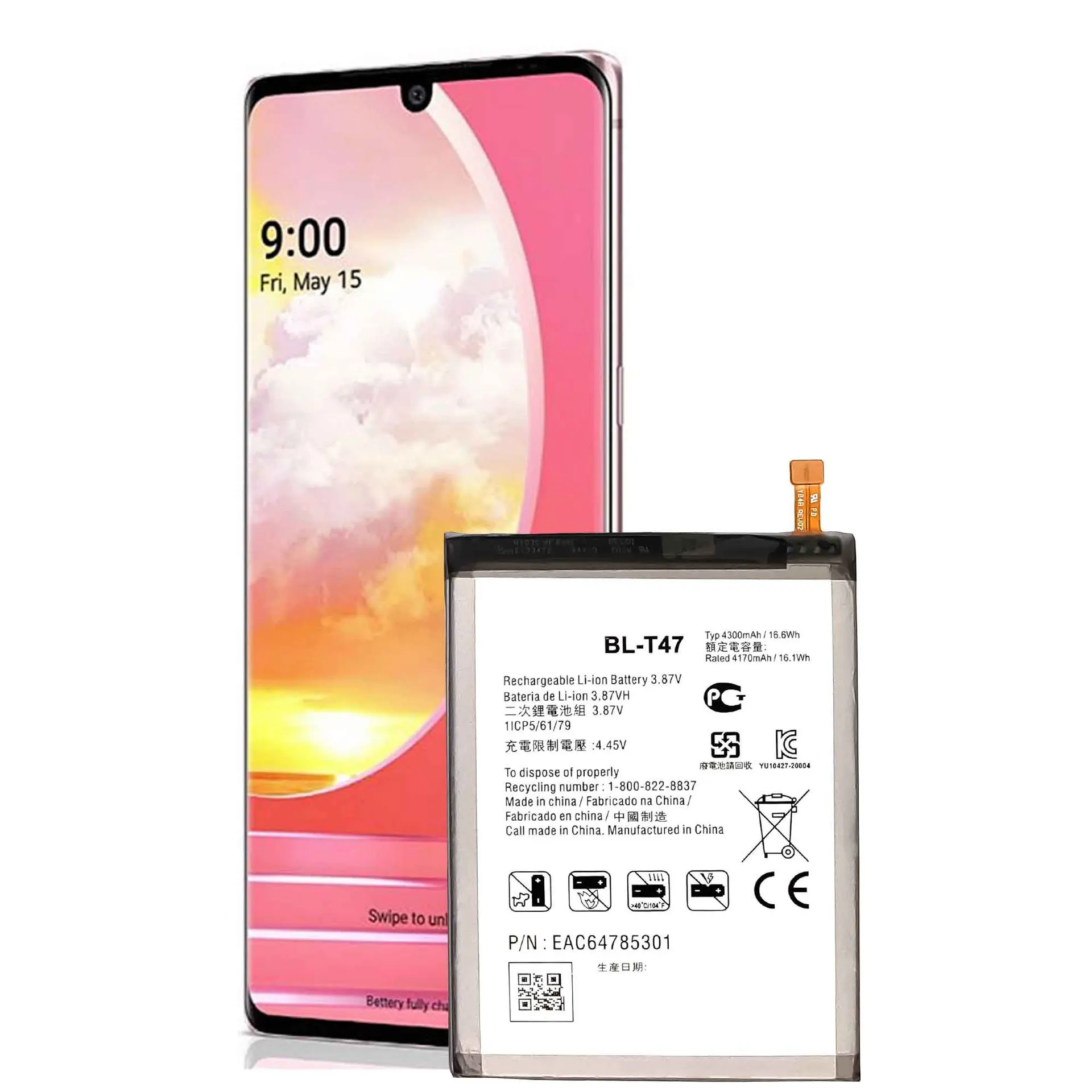 BL-T47 T47 Battery for LG Velvet LMG900TM Velvet 5G G9 Repair Part Original Capacity Mobile Phone Batteries Bateria