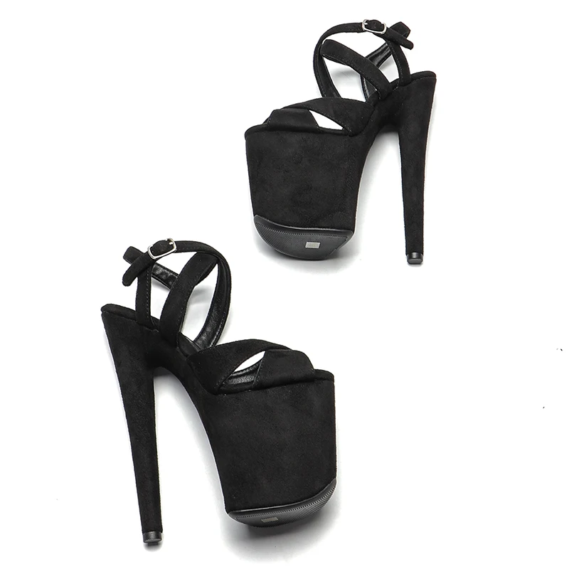 Leecabe 20cm/8inches suede upper Women Shoes Sexy  Sandals  Platform Shoe High Heels Party Club Stripper  Steel Tube Dancing 1B