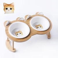 ceramic cat bowl with stand pet food snack fruit bowl automatic water dispenser bottle solve dog feeder anxiety pets accessories