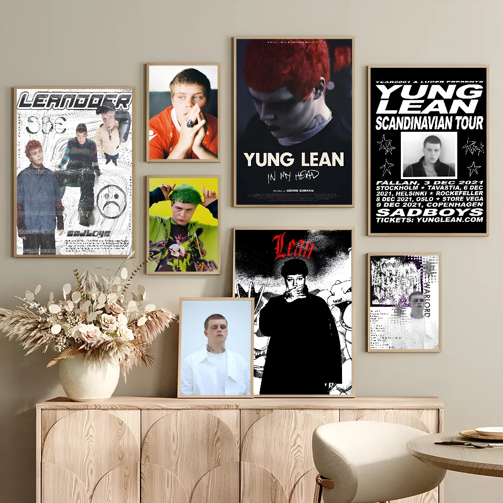 Rapper Y-Yung L-Lean Self-adhesive Art Poster Retro Kraft Paper Sticker DIY Room Bar Cafe Stickers Wall Painting