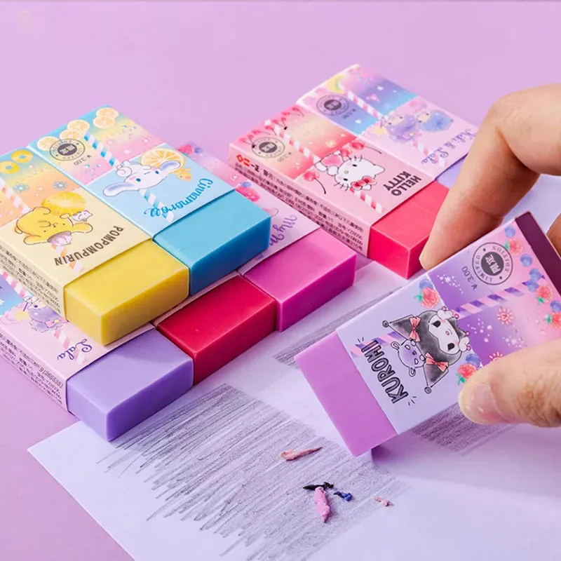 

Sanrio мультяшный Ластик Hello Kitty Melody 12/24 шт. красочные милые канцелярские принадлежности для студентов Детские стираемые школьные призы