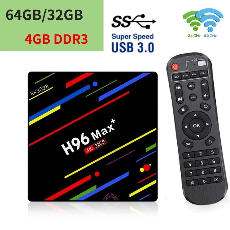 

Приставка Смарт-ТВ H96 Max Plus, Android 9,0, 4 + 64 ГБ, 2,4/ГГц