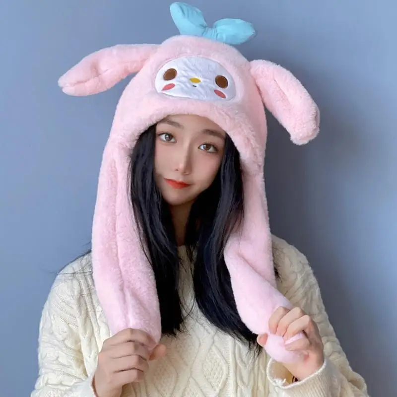 

Sanrio/качественные плюшевые наушники для девочек, шапка My Melody Cinnamoroll, милый детский зимний теплый шарф с мультипликационным аниме, шапка с одним корпусом