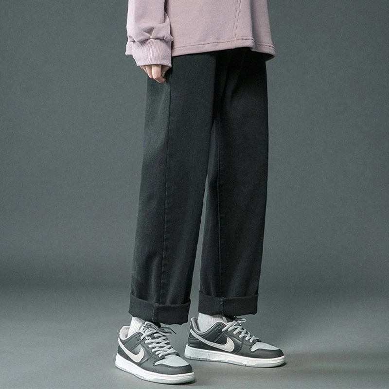 2023 New Men Straight Jeans Loose Casual Hip Hop Streetwear Black Denim Pants Male Baggy Korean Fashion Cargo Pants Men Clothing