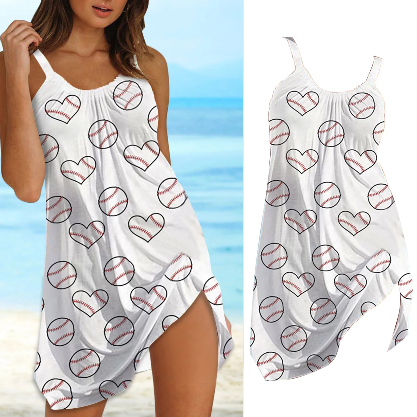 

Женское платье, летнее повседневное бейсбольное платье с лямкой на шее, рабочие платья для женщин, офисное женское летнее платье с лямкой на шее