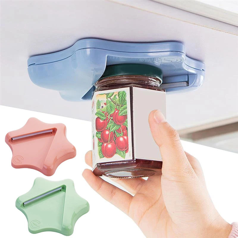 

Can Opener Creative Can Opener Under the Cabinet Self-adhesive Jar Bottle Opener Top Lid Remover Helps Tired