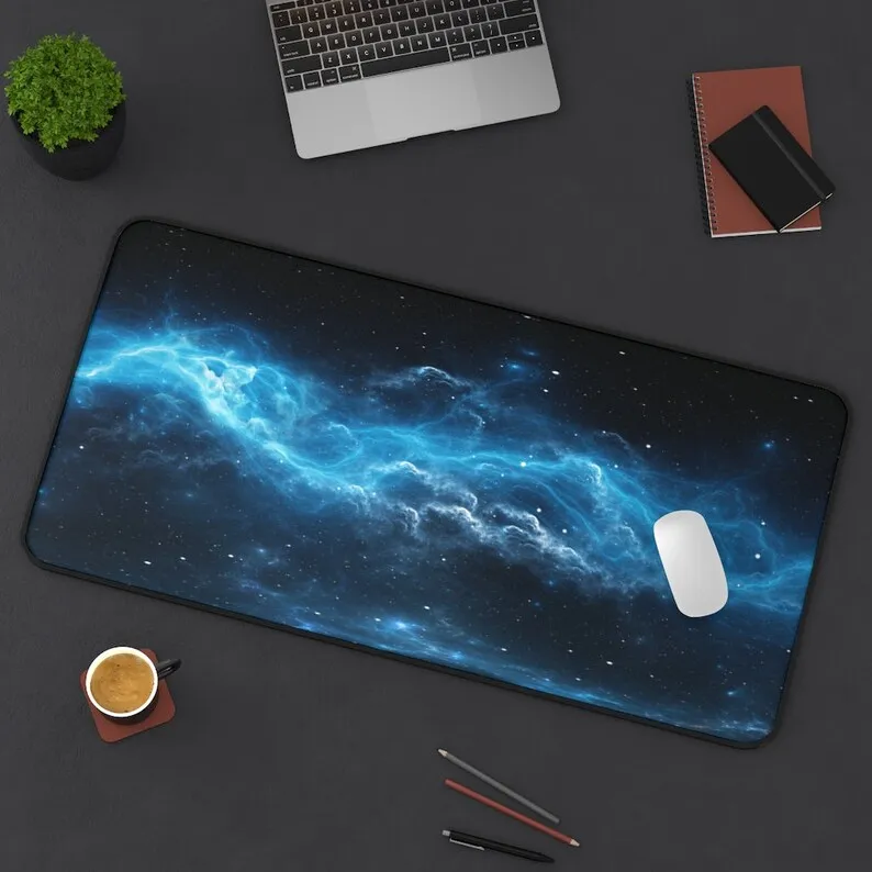 

Blue Nebula Desk Mat, Large Mouse Pad, Full Desk XXL Extended Gaming Mouse Pad, Laptop Computer Keyboard Mousepad for Office & H