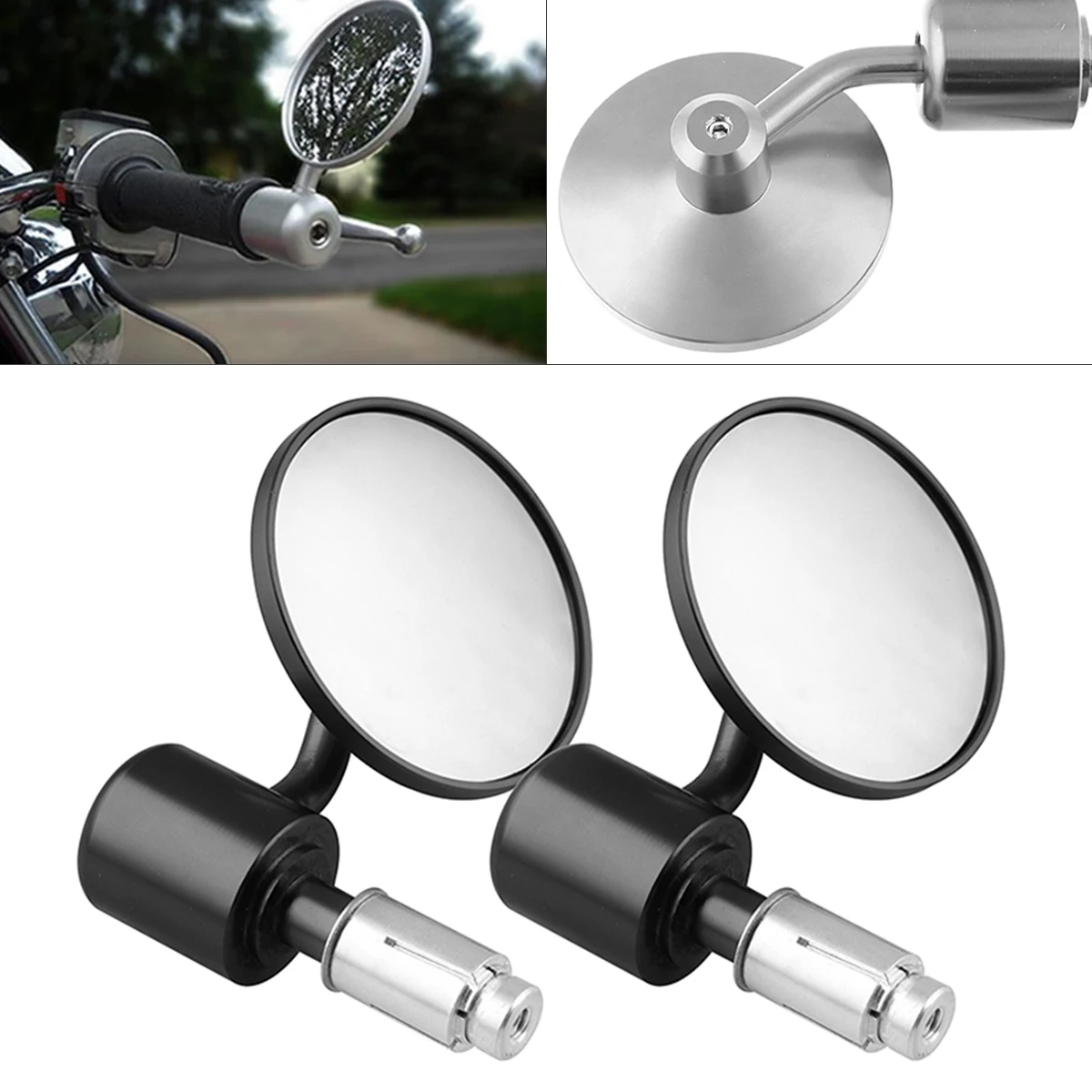 Купи 1 Pair Motorcycle Rearview Mirror Round Handlebar Bar End Rear View Mirrors Bike Motorbike Scooter ATV UTV Side Mirror за 1,437 рублей в магазине AliExpress