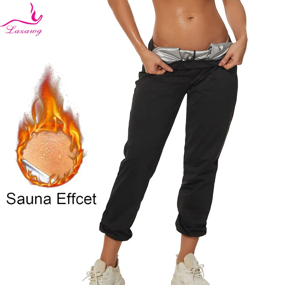 

LAZAWG Women Sauna Trousers for Weight Loss Sweat Pants Woman Fat Burner Leggings Slimming Body Shaper Low Waisted Sportwear