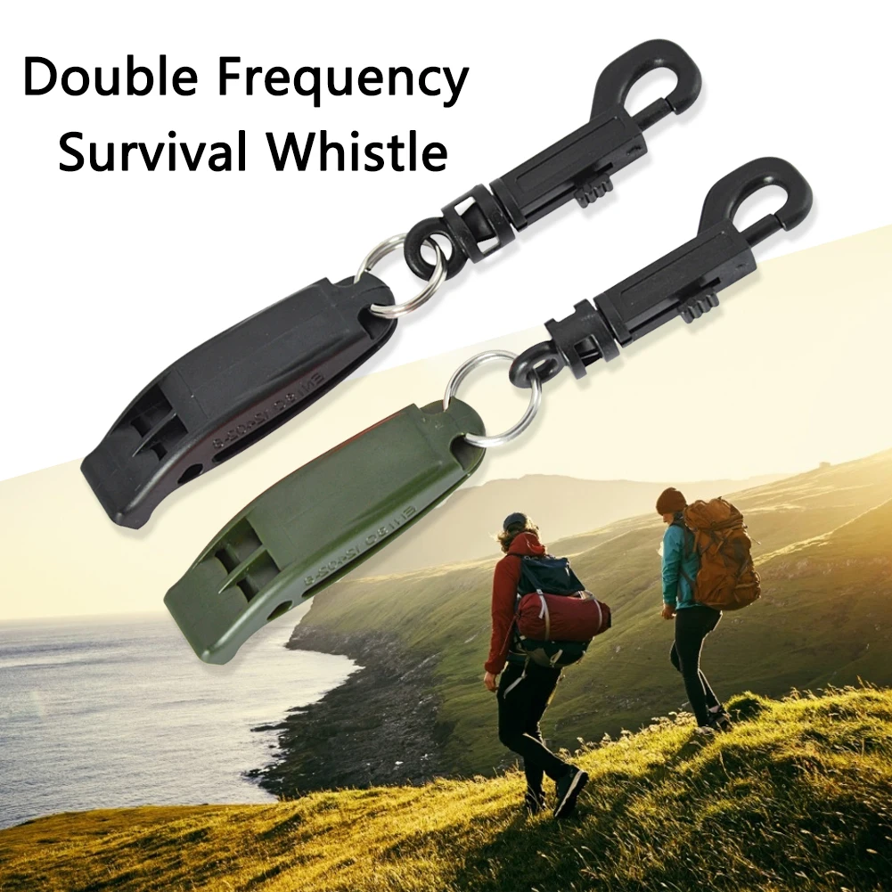 

Dual Frequency Emergency Whistle with Hook Whistle Tool One-piece Design High Low Audio Whistle Strong Penetration Diving Rescue