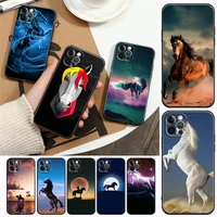 phone case for iphone 11 12 13 pro max 7 8 se xr xs max 5 5s 6 6s plus black soft silicone case cover tall fierce faithful horse
