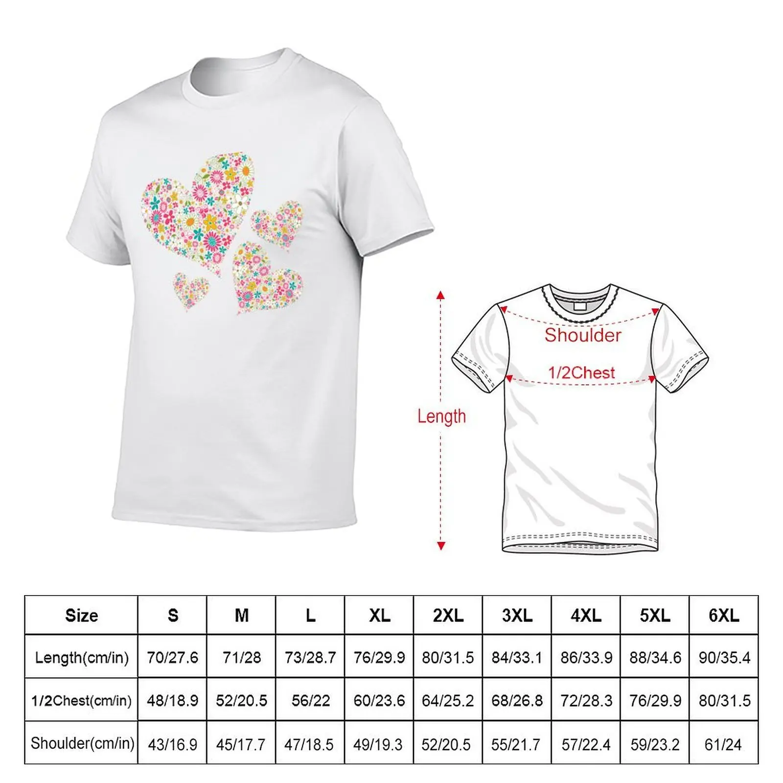 Фото Причудливые весенние цветы: розовые сердечки, квартет? Футболка fatfatin, рабочая рубашка с коротким рукавом №2