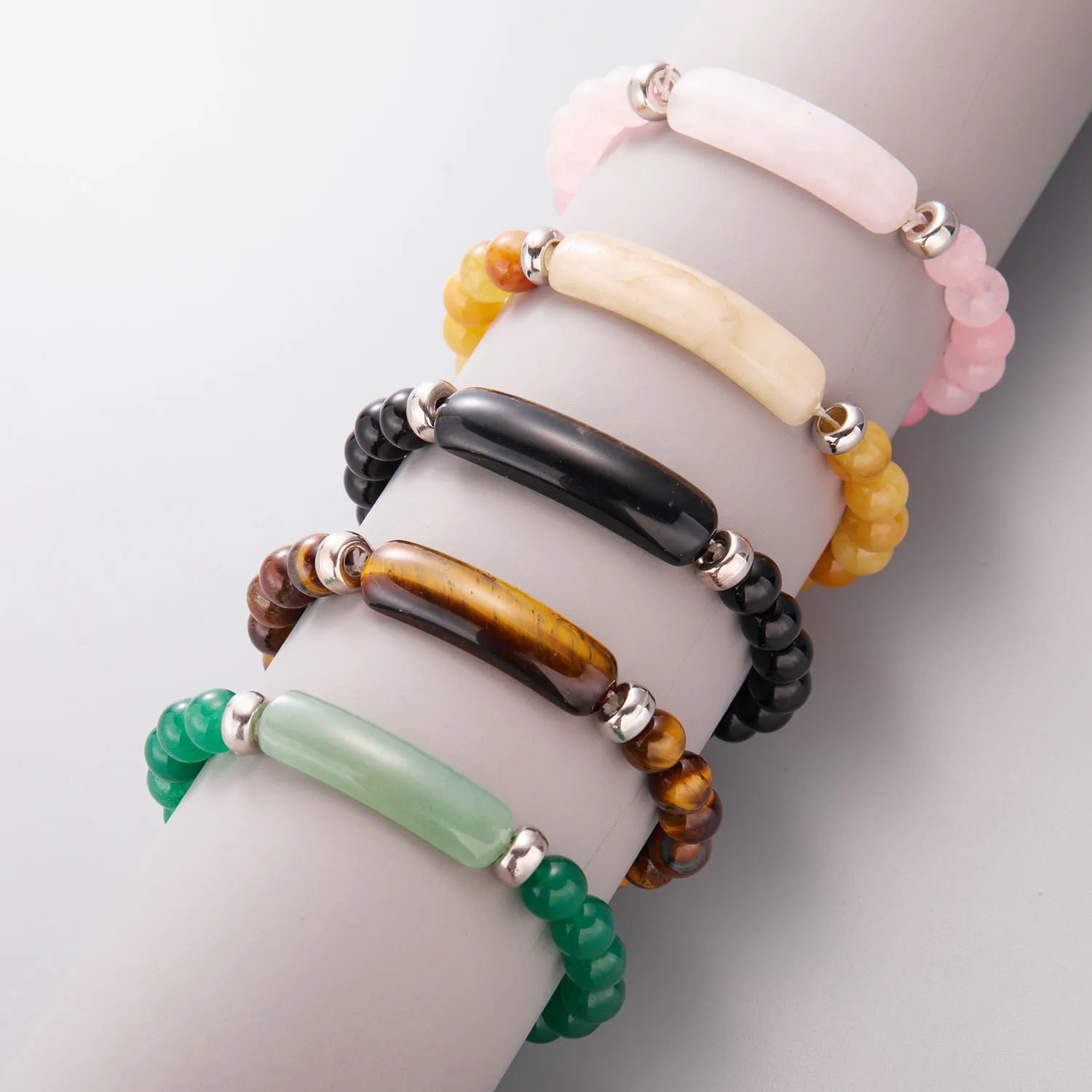 

Natural Stone Stretch Beaded Elastic Healing Energy Bracelet Charm Round Beads Strand Trendy Jewelry For Women Best Friend Gift