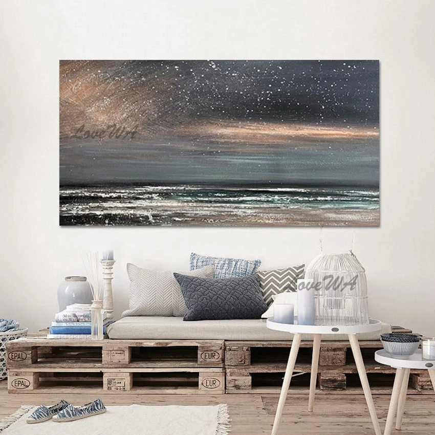 

Unframed Starry Sky Oil Painting Seascape 3d Picture Wall Abstract Art Easy Canvas Paintings Large Size Kids Room Decoration