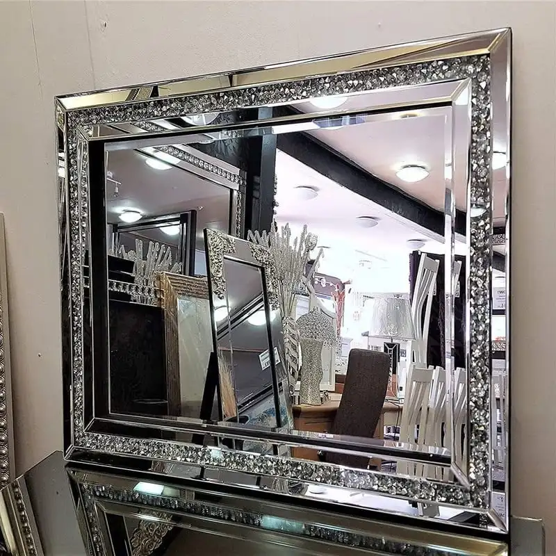 

Decorative Wall Mirror Crushed Diamond Vanity Mirror Wall Mounted Makeup Mirror for Home Decor