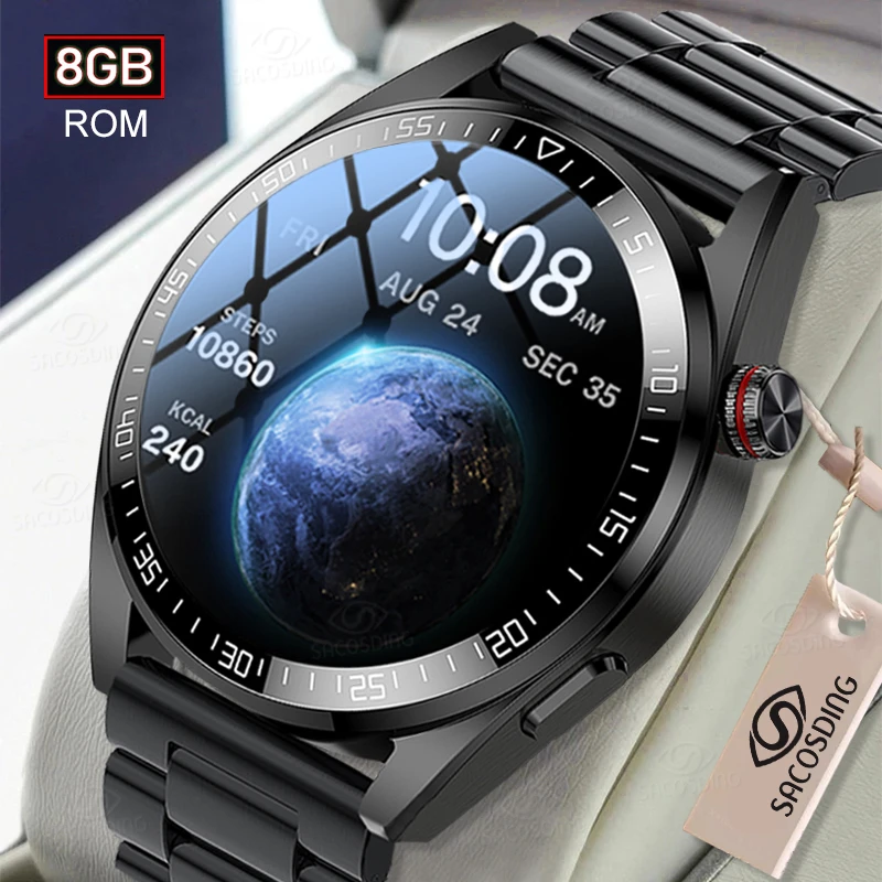 

SACOSDING Bluetooth Call Smart Watch 454*454 AMOLED 1.39 Inch Screen Always Display The Time 8GB Local Music Smartwatch Men 2022