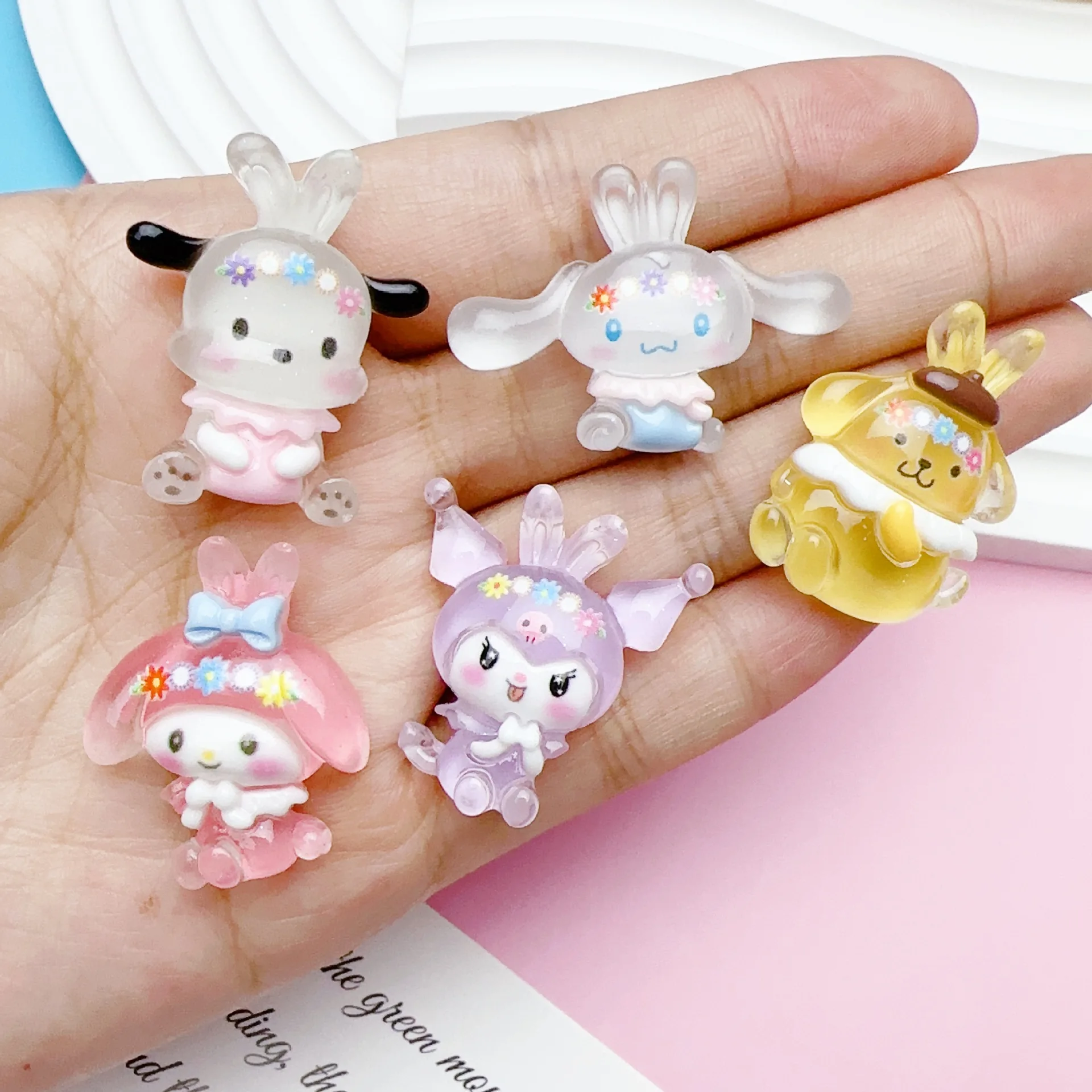 

10 шт., прозрачные детали для бантов Sanrio, из смолы