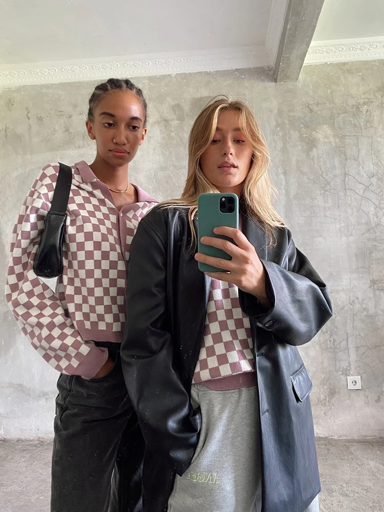 Women PU Faux Leather Blazers Single Breasted Vintage Long Sleeve Pockets Loose Jackets Ladies New Coats Female Suit Outerwears