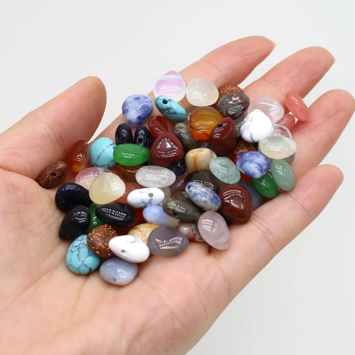 

10PC Multicolor Natural Crystal Stone Beads Rose Quartz Agate Water Drop Small Beads For Jewelry Making DIY Earrings Necklaces