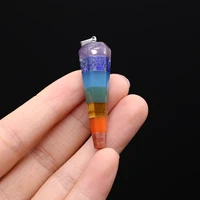natural stone energy pendants cone 7 chakras amethysts protection amulet for jewelry making diy women necklace earrings gifts