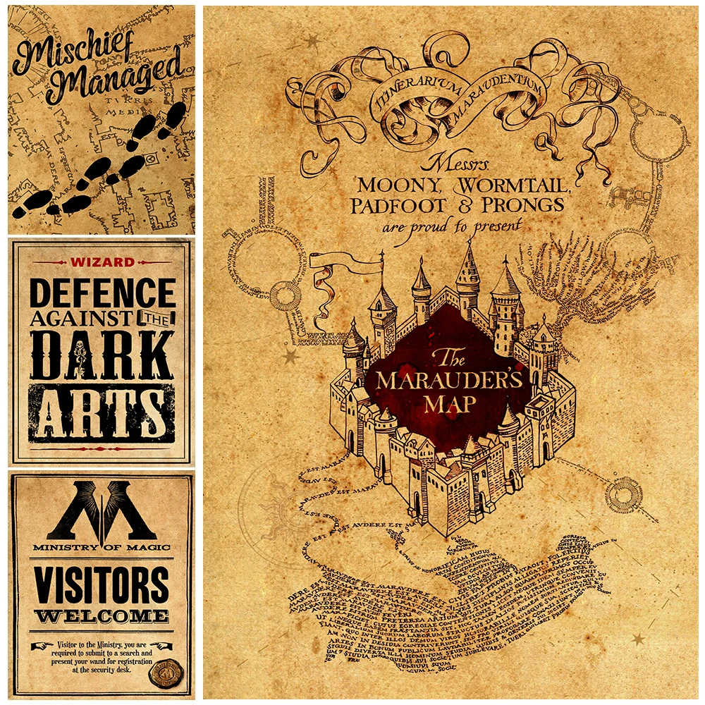 

Art Poster H.P Wizard Magic Marauder's Map Wall Art Canvas Painting Home Secoraiton I Want To Be A Wizard Poster And Prints