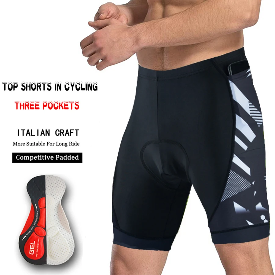 

2 Pockets 2023 Men's Cycling Shorts Summer Coolmax Gel Pad Sports Triathlon Road Bike Tights Mtb Cycling pants Uniform Maillot