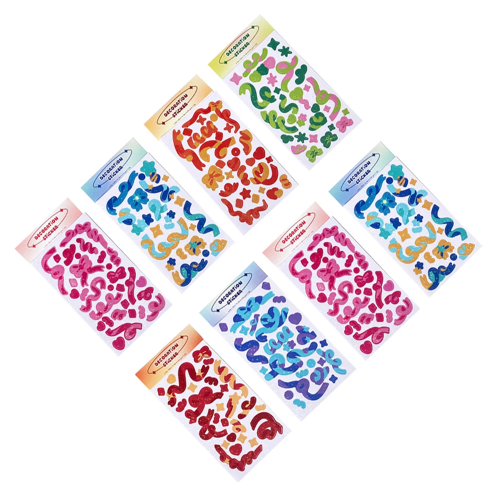 

8 Sheets of Colorful DIY Stickers Adorable Photo Decorative Decals Journaling DIY Stickers