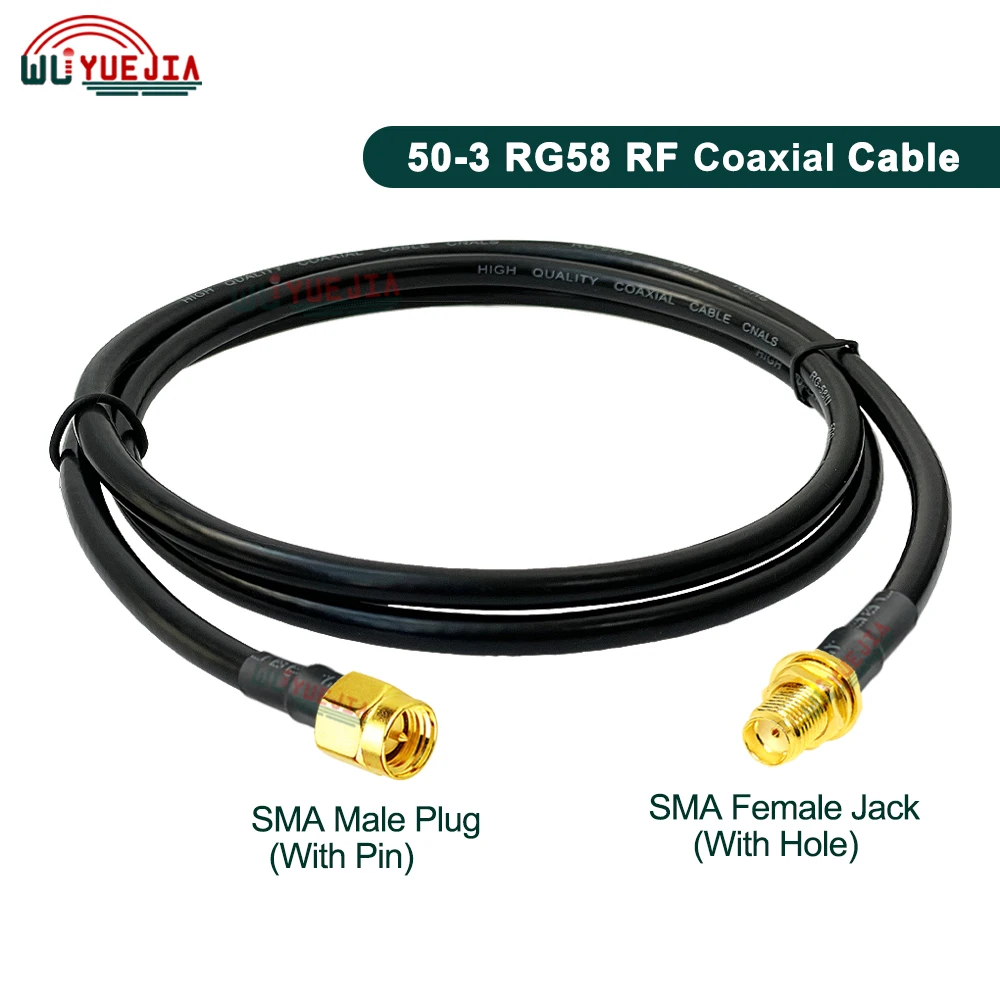 15 см ~ 20 м RG-58/U RF-кабель Разъем типа SMA «папа» 90 °   Угловая вилка к коаксиальному удлинительному кабелю RG58 с гнездом SMA RP-SMA Male