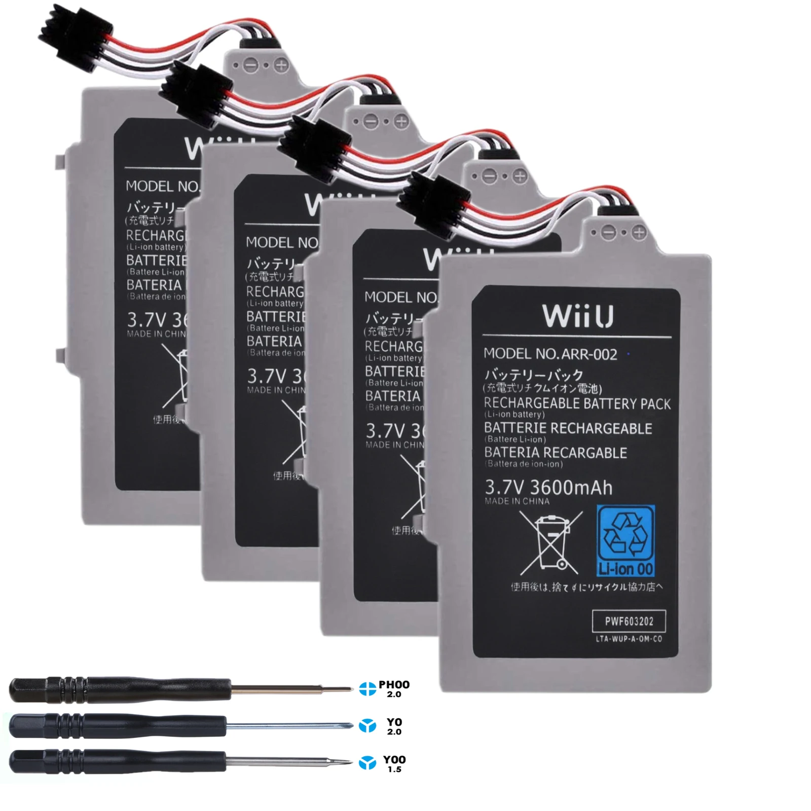 ARR-002 3600mAh Lithium Li-ion Battery for Nintendo Wii U Wii-U WiiU Gamepad Controller Joystick Battery with Screwdriver