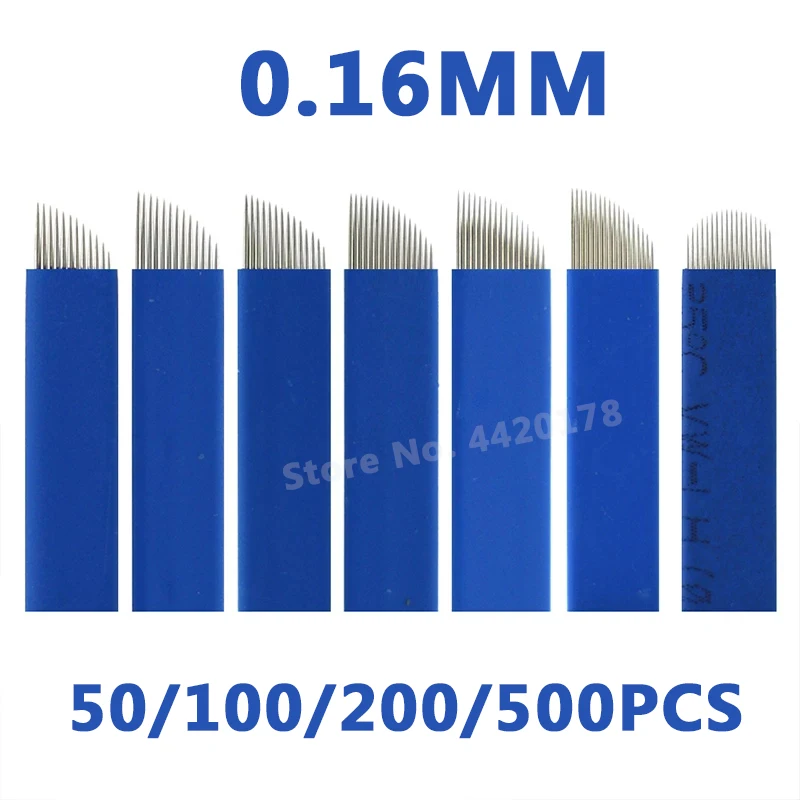 50/500PCS 0.16mm Microblading Needles Nano 7 /9 /12 /14 /17 21 Pin 18U Tattoo Blade Permanent Makeup For Manual Eyebrow Lip